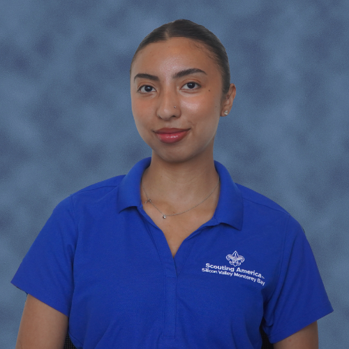 A person wearing a blue polo shirt with "Scouting America" and "Silicon Valley Monterey Bay" logos.