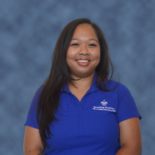 A person in a blue polo shirt with "Scouting America, Silicon Valley Monterey Bay" printed on it.