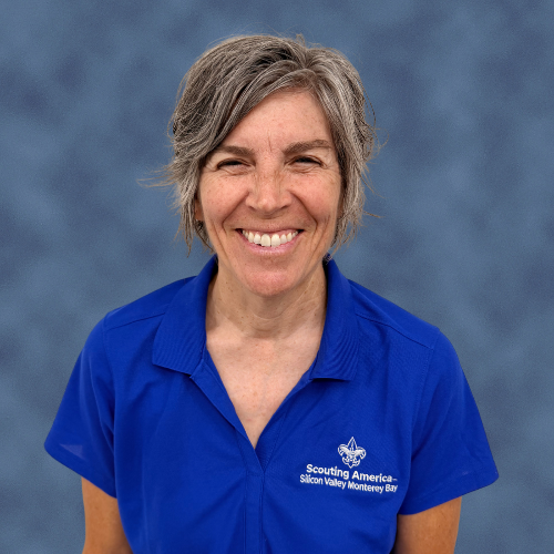 A person is wearing a blue polo shirt with a scouting logo and text "Scouting America - Silicon Valley Monterey Bay."